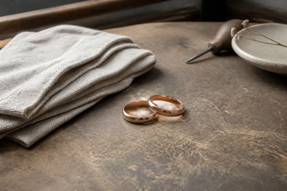 Alliances et travail de bijouterie de mariage — illustration générée par IA