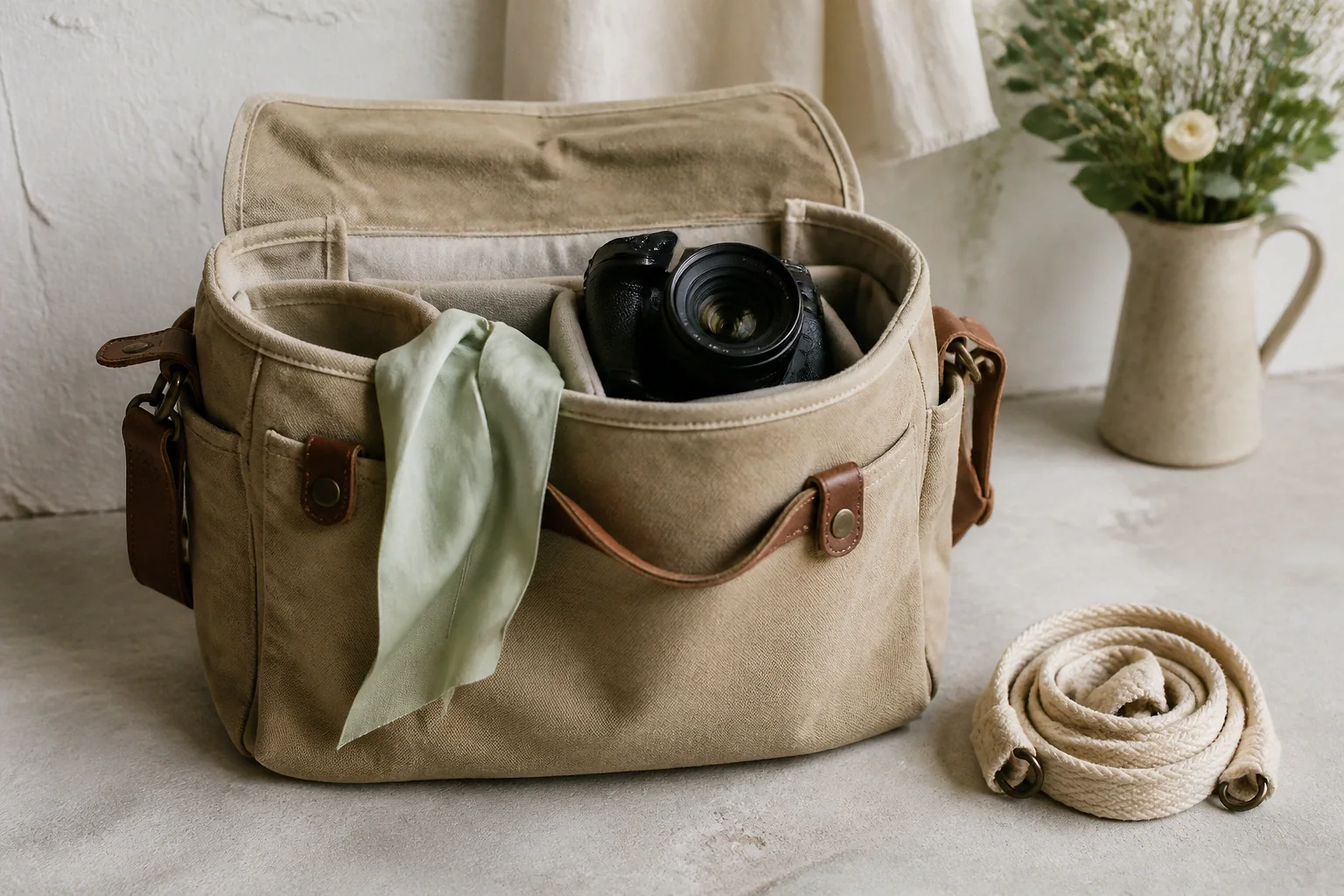 Appareil photo et accessoires de reportage de mariage — illustration générée par IA