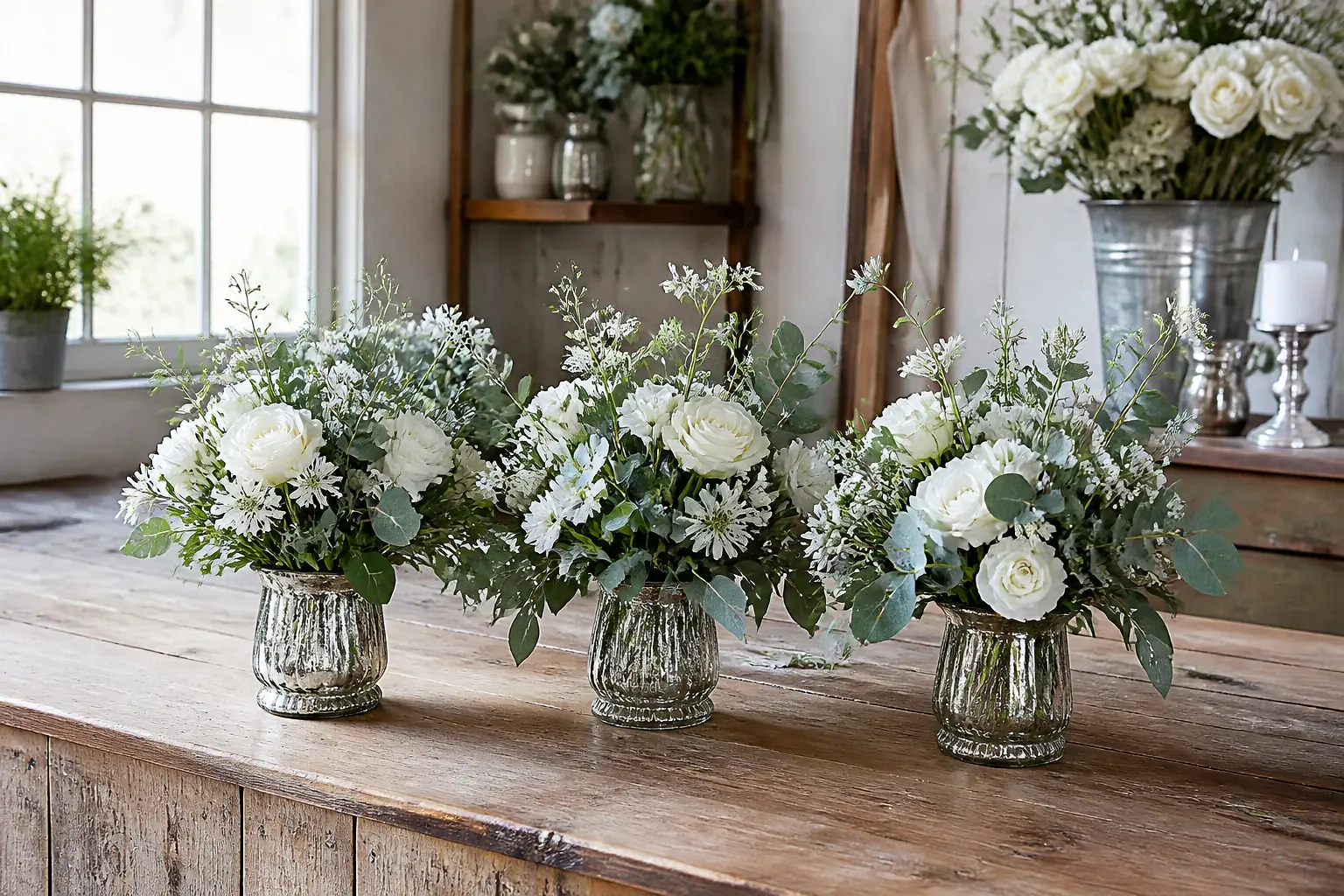 Préparation florale pour un mariage — illustration générée par IA