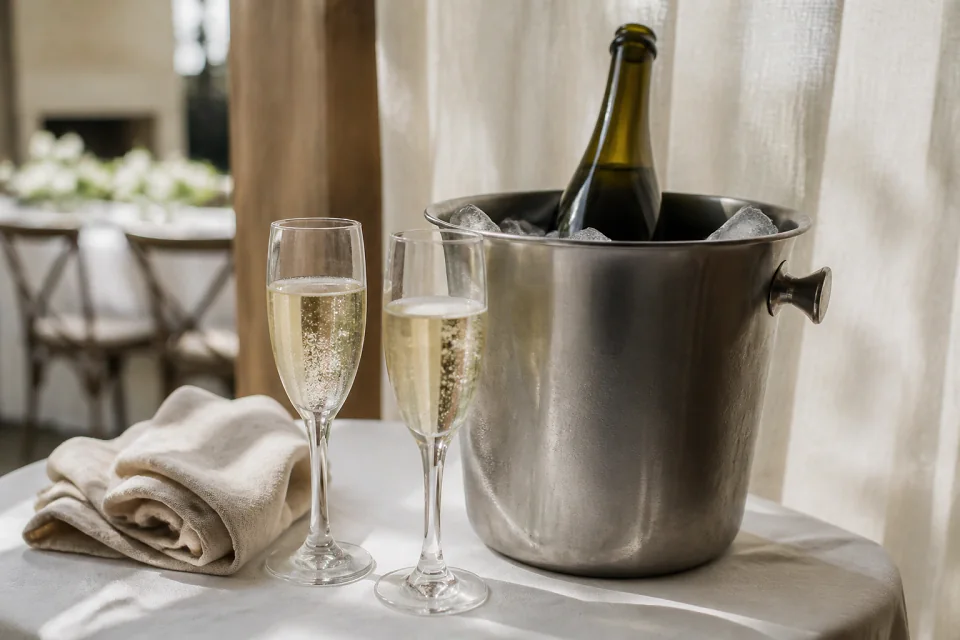 Sélection de boissons pour une réception de mariage — illustration générée par IA