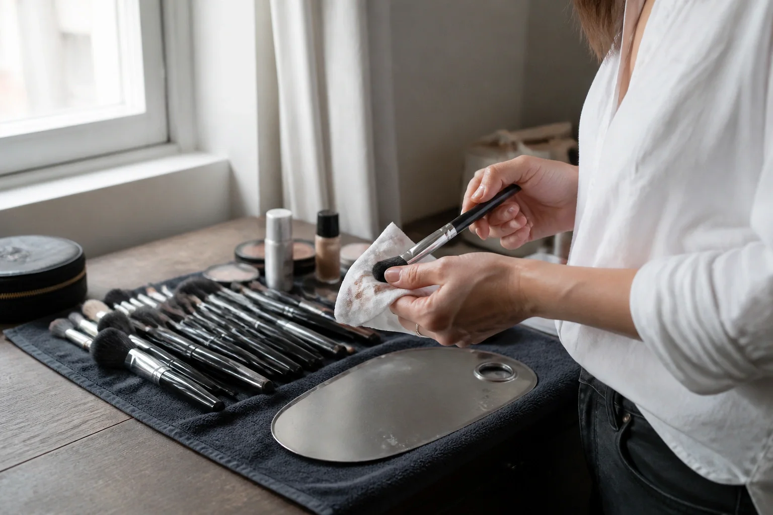 Préparation d’un maquillage de mariage — illustration générée par IA