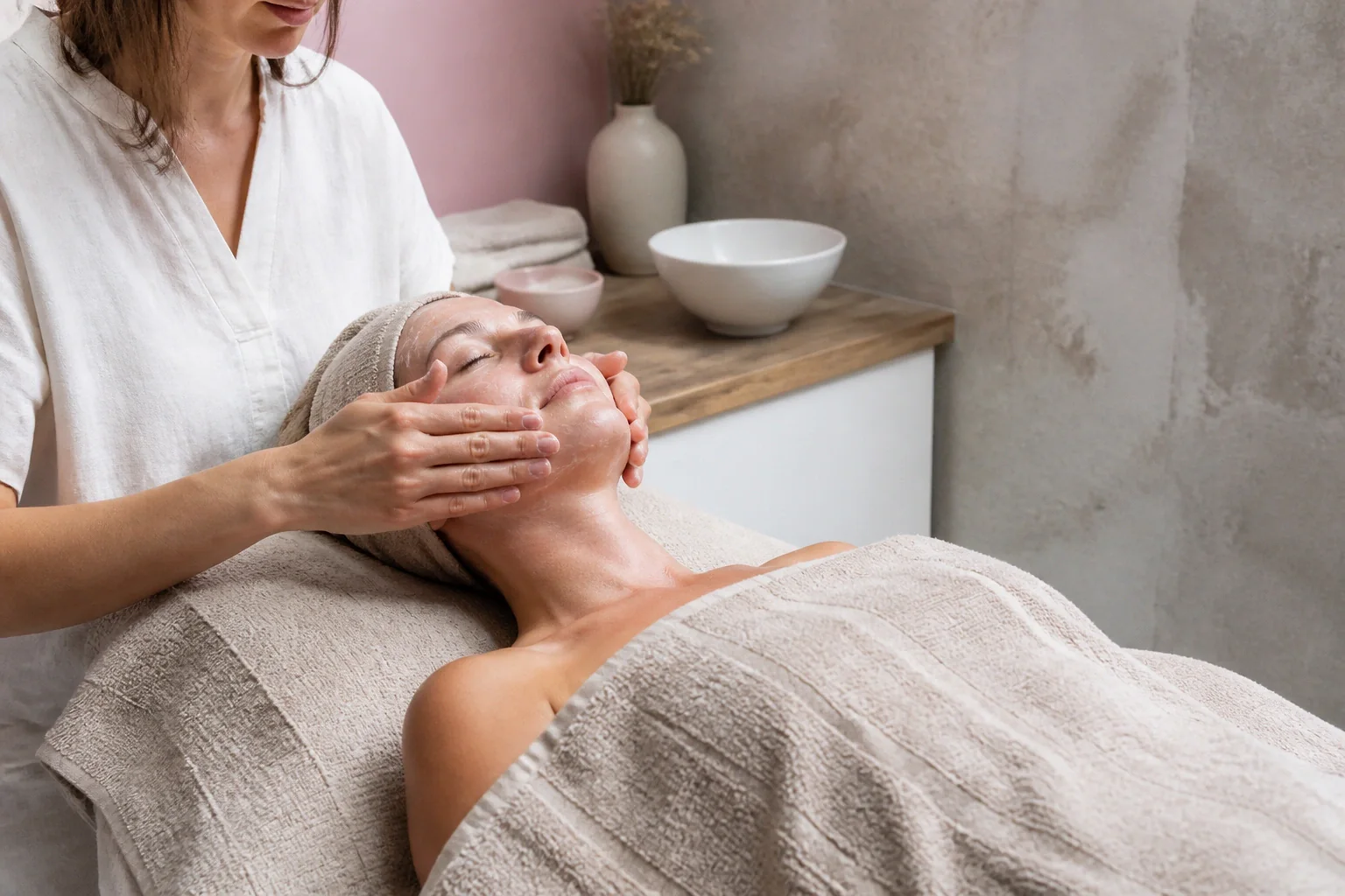 Préparation de soins esthétiques avant un mariage — illustration générée par IA