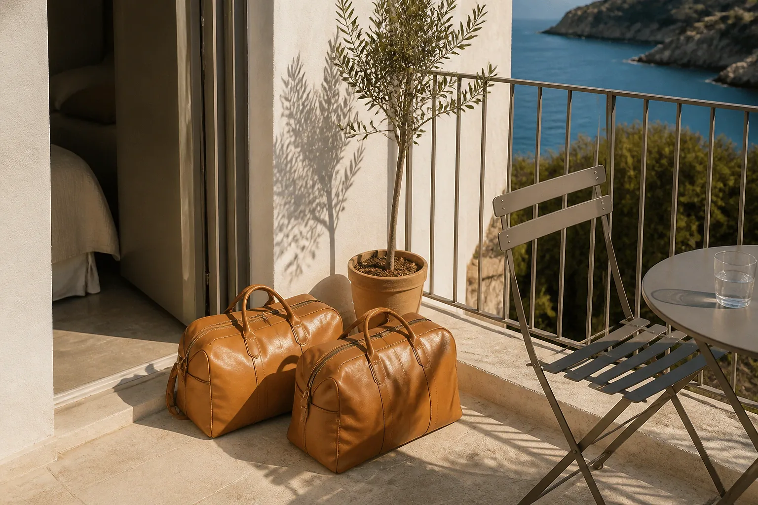 Bagages et hébergement pour un voyage de noces — illustration générée par IA