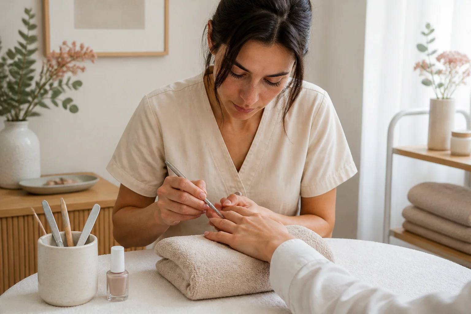 Préparation de soins esthétiques avant un mariage — illustration générée par IA