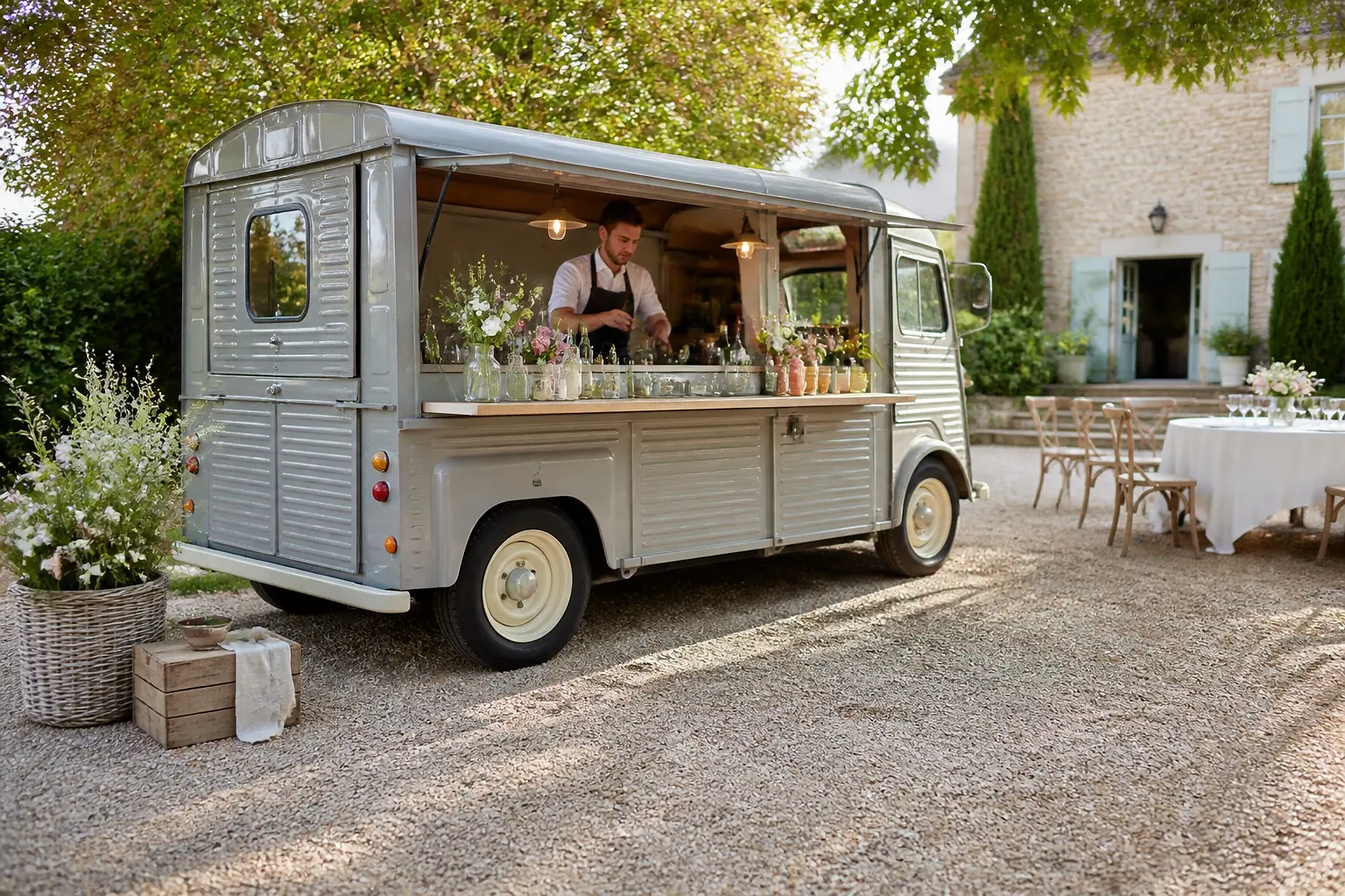 Service mobile de restauration pour une réception — illustration générée par IA