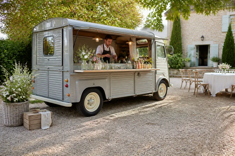 Service mobile de restauration pour une réception — illustration générée par IA
