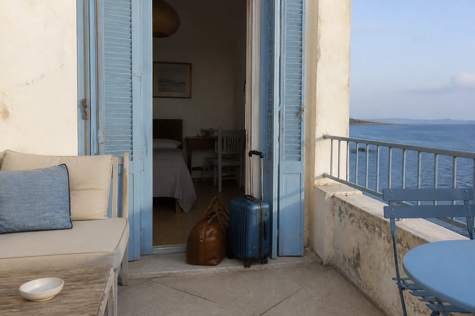 Bagages et hébergement pour un voyage de noces — illustration générée par IA