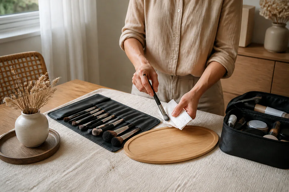 Préparation d’un maquillage de mariage — illustration générée par IA