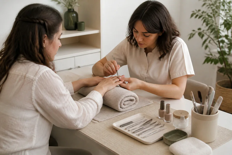 Préparation de soins esthétiques avant un mariage — illustration générée par IA