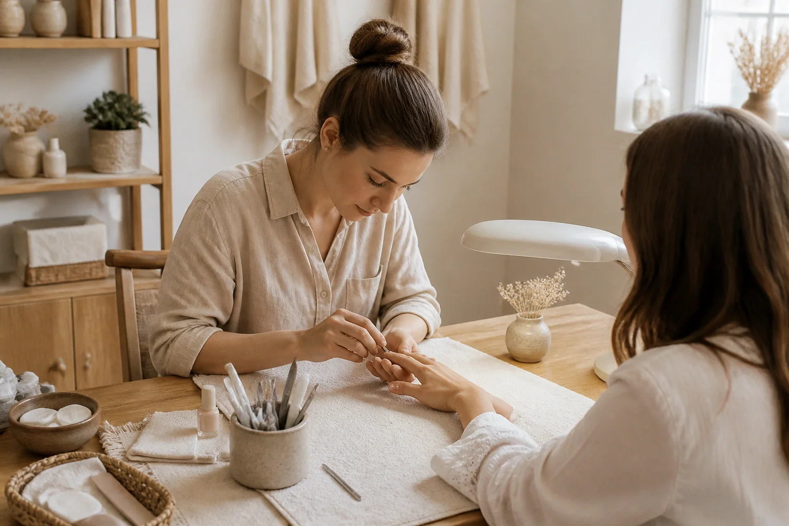 Préparation de soins esthétiques avant un mariage — illustration générée par IA