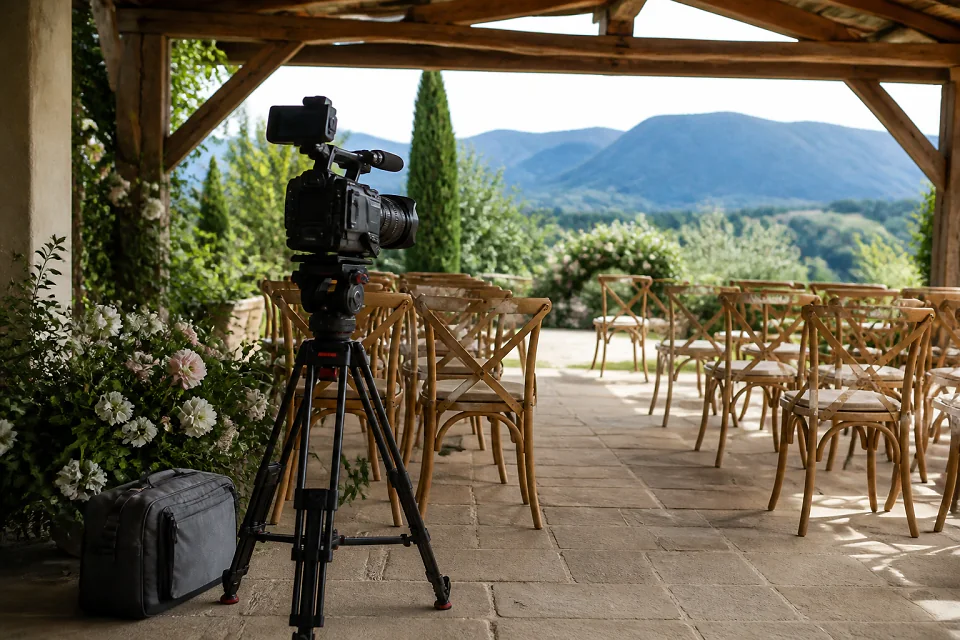 Matériel de tournage pour un film de mariage — illustration générée par IA