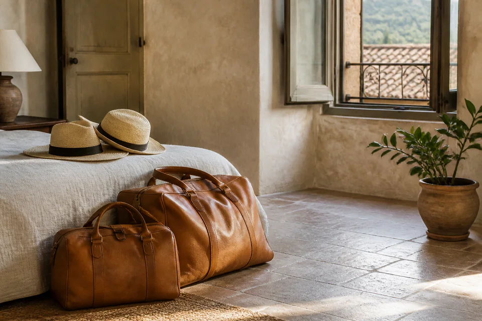 Bagages et hébergement pour un voyage de noces — illustration générée par IA