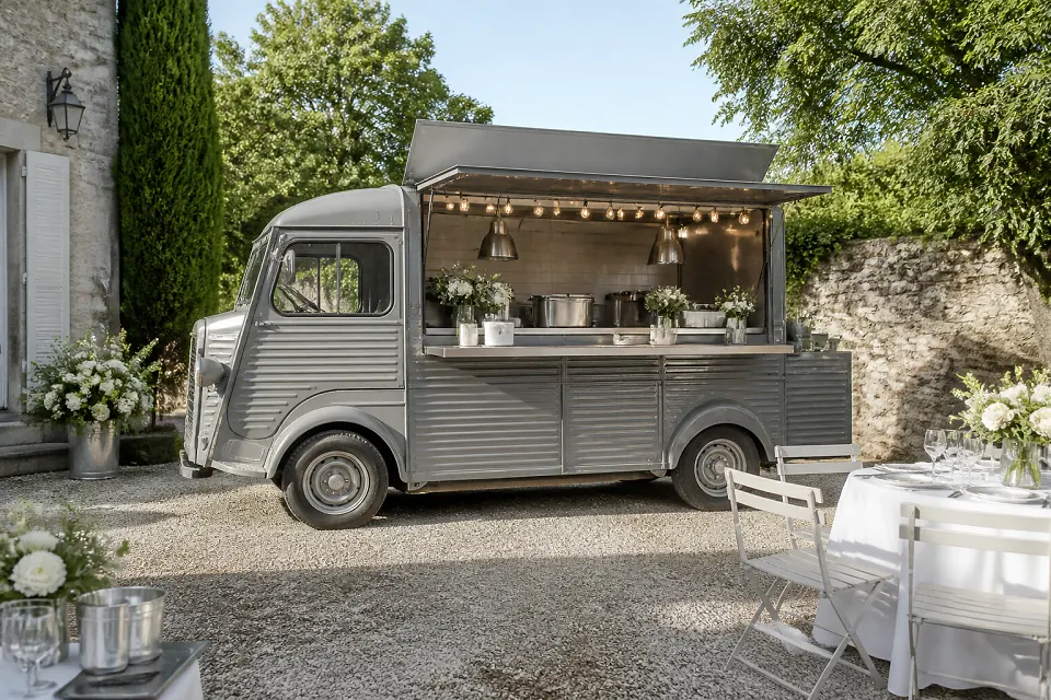 Service mobile de restauration pour une réception — illustration générée par IA