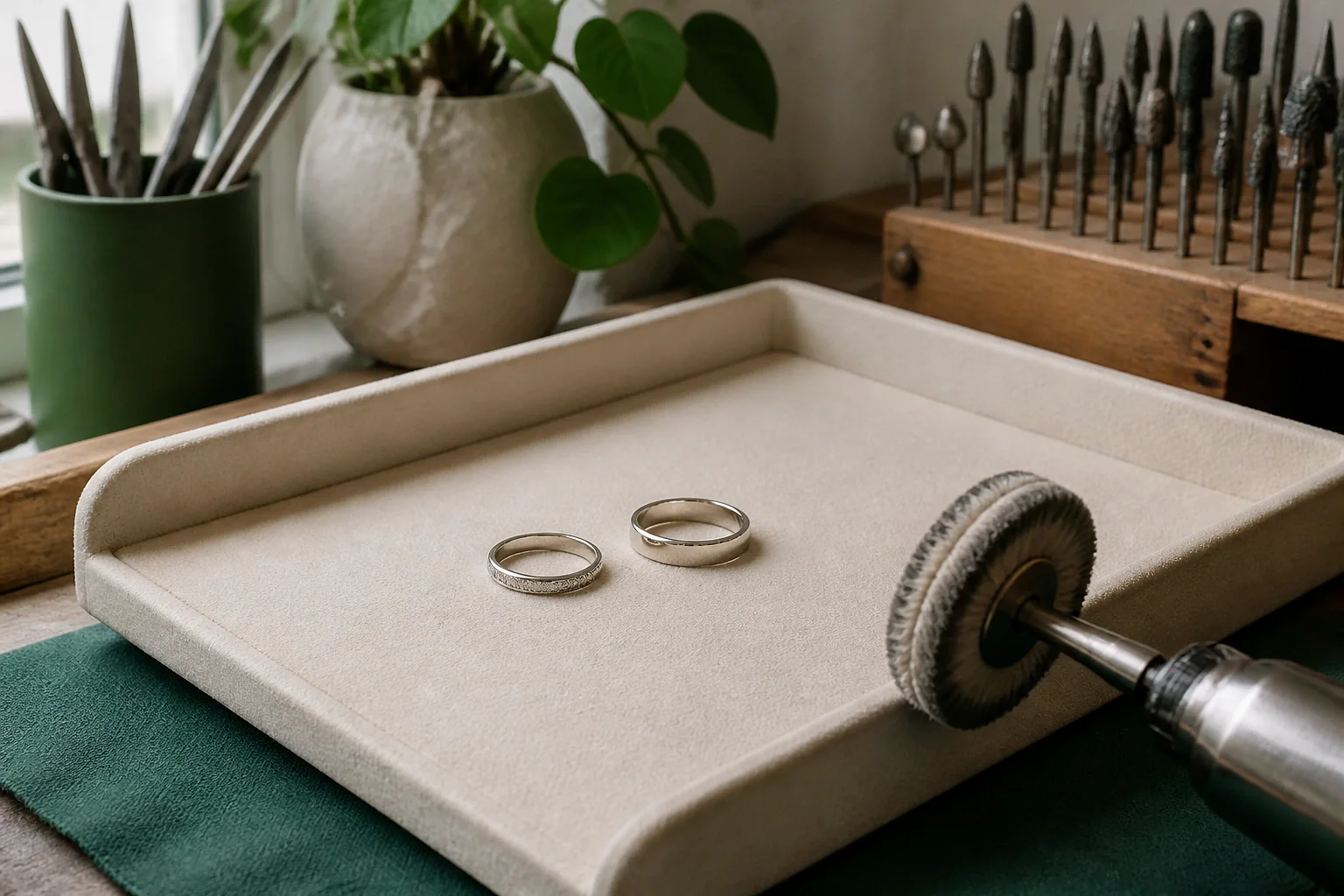 Alliances et travail de bijouterie de mariage — illustration générée par IA