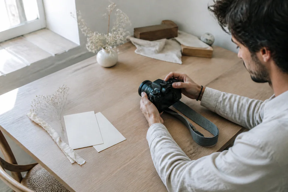 Appareil photo et accessoires de reportage de mariage — illustration générée par IA