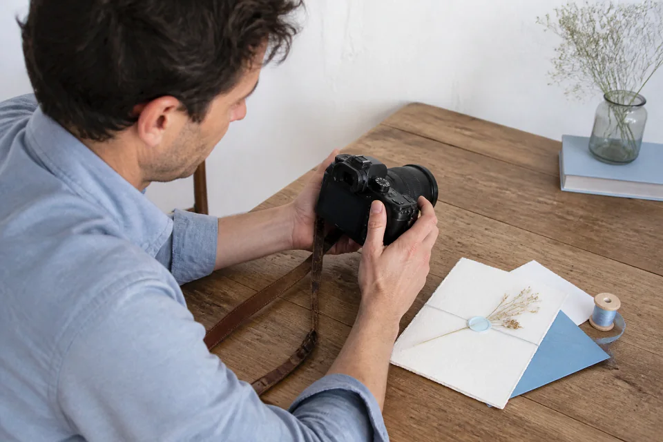 Appareil photo et accessoires de reportage de mariage — illustration générée par IA