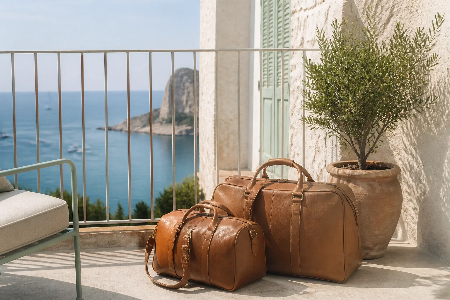 Bagages et hébergement pour un voyage de noces — illustration générée par IA