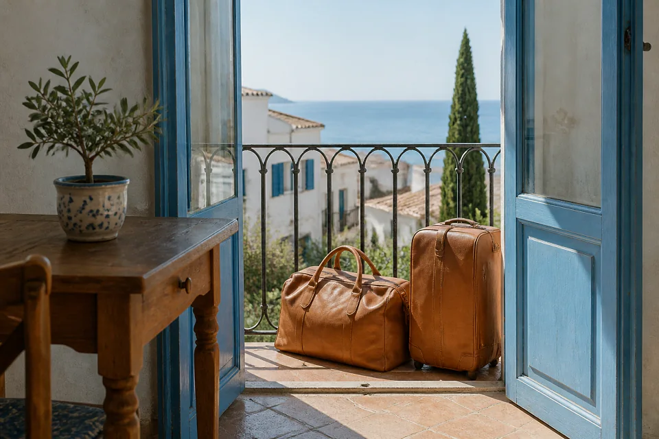 Bagages et hébergement pour un voyage de noces — illustration générée par IA