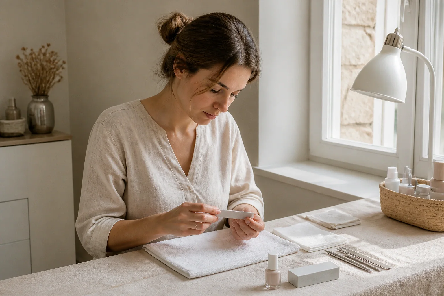 Préparation de soins esthétiques avant un mariage — illustration générée par IA