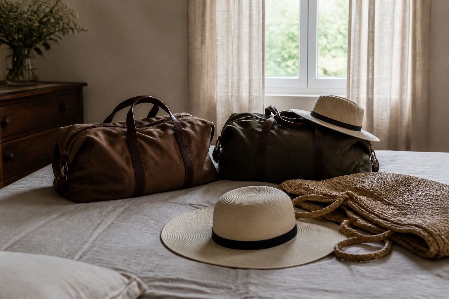 Bagages et hébergement pour un voyage de noces — illustration générée par IA