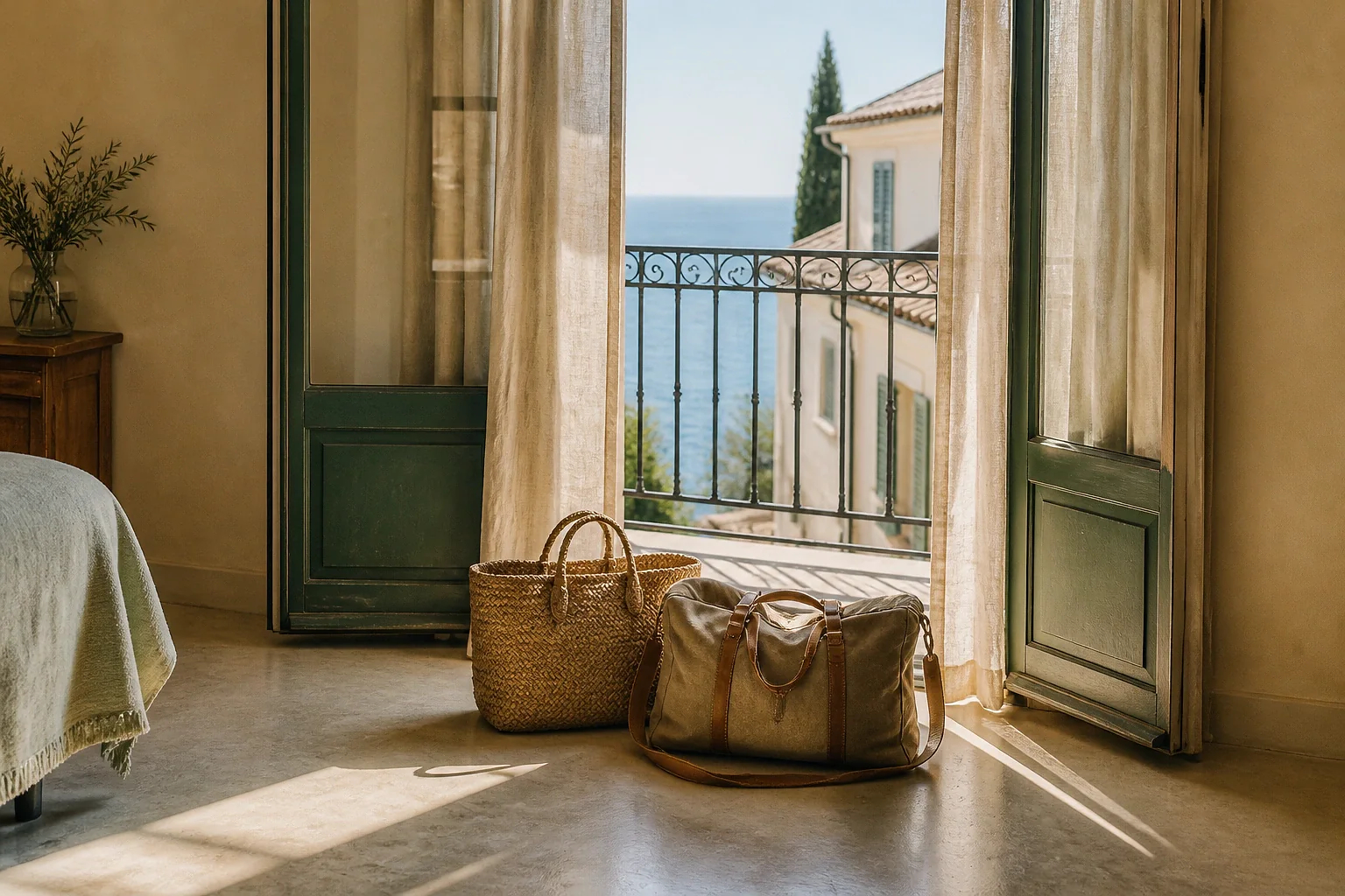 Bagages et hébergement pour un voyage de noces — illustration générée par IA