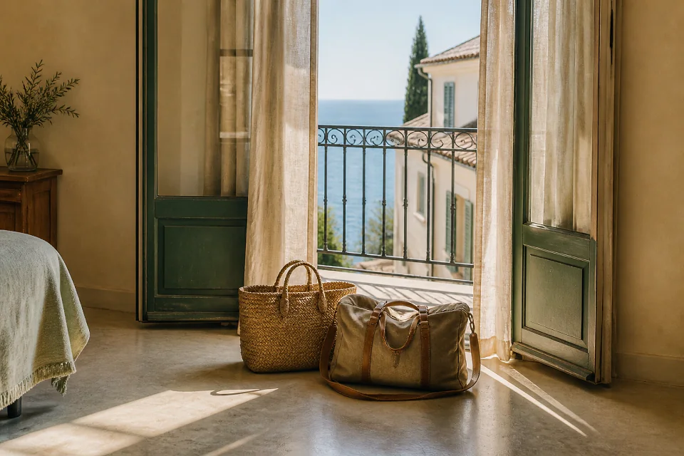Bagages et hébergement pour un voyage de noces — illustration générée par IA