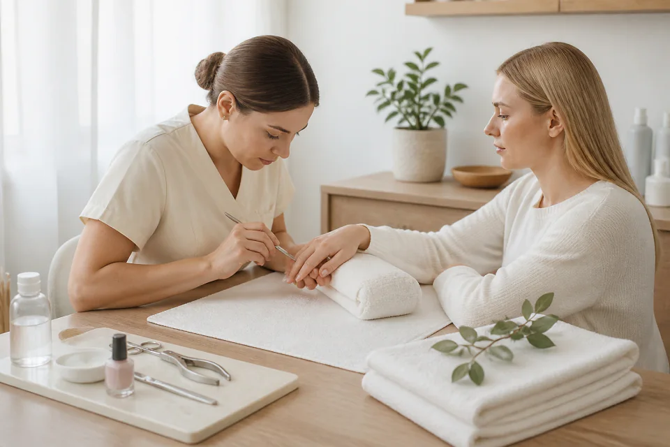 Préparation de soins esthétiques avant un mariage — illustration générée par IA