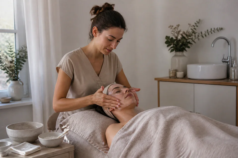 Préparation de soins esthétiques avant un mariage — illustration générée par IA