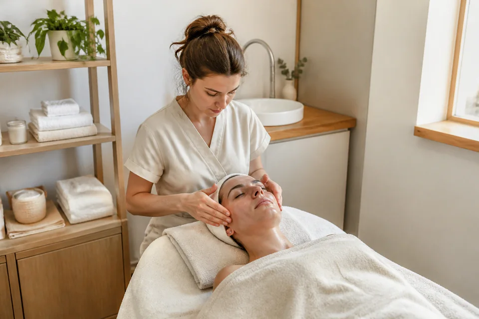 Préparation de soins esthétiques avant un mariage — illustration générée par IA