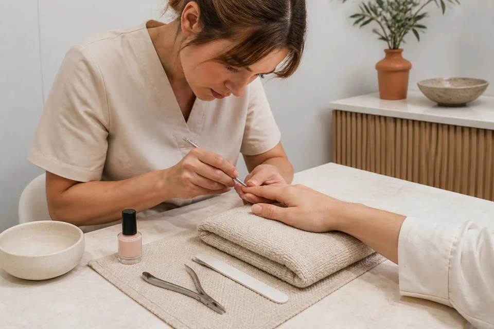Préparation de soins esthétiques avant un mariage — illustration générée par IA