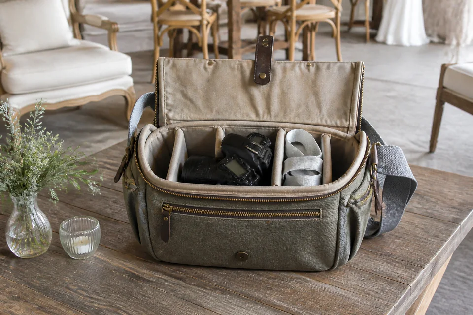 Appareil photo et accessoires de reportage de mariage — illustration générée par IA