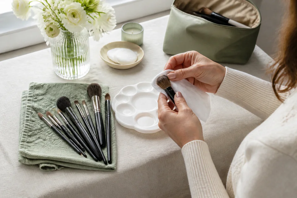 Préparation d’un maquillage de mariage — illustration générée par IA