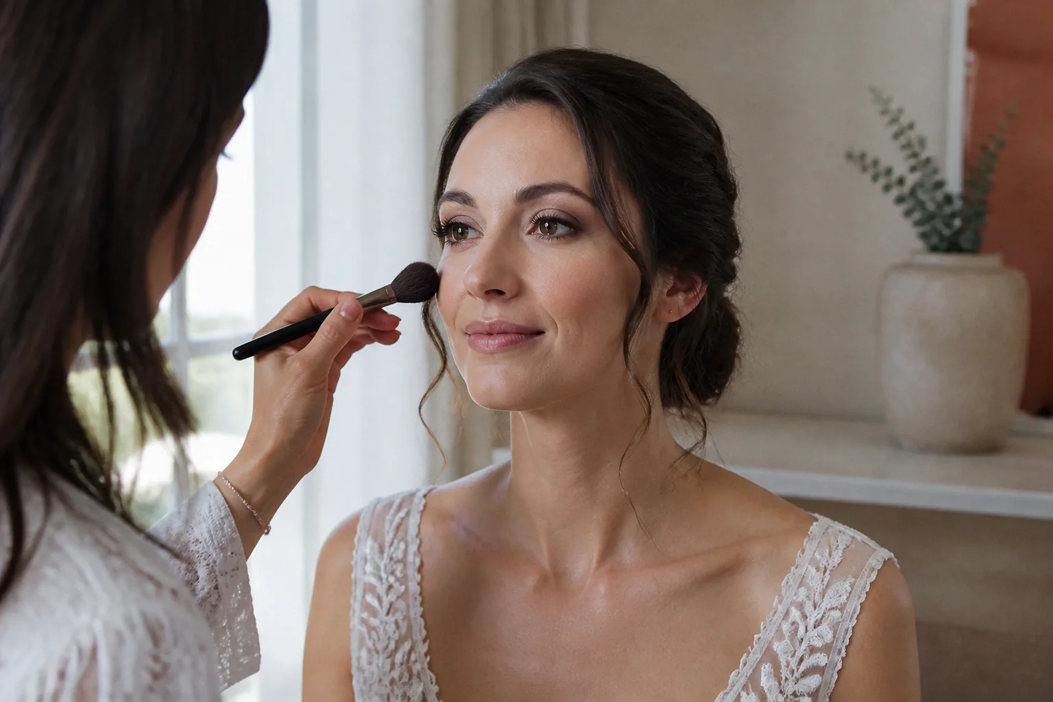 Préparation d’un maquillage de mariage — illustration générée par IA