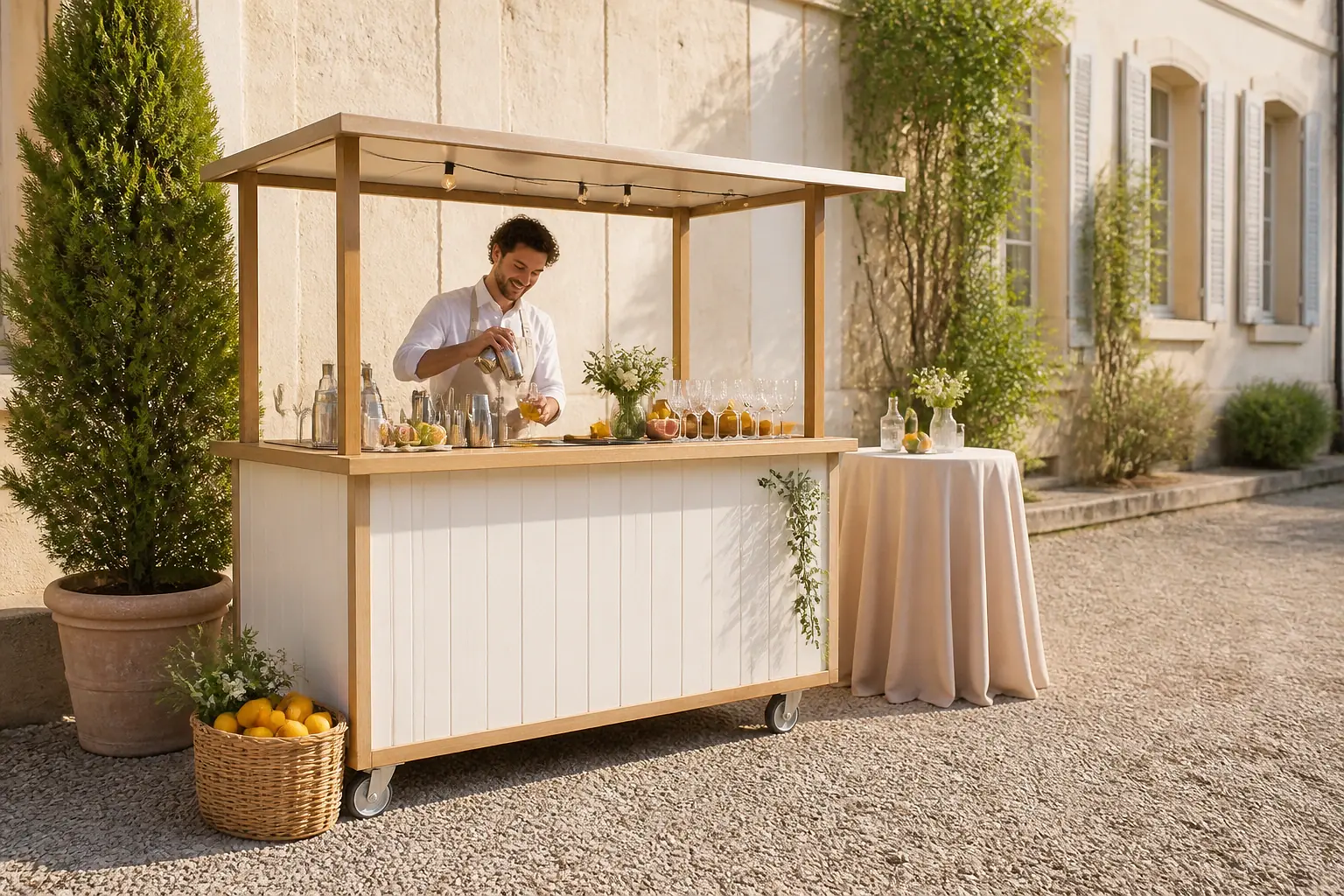 Service mobile de restauration pour une réception — illustration générée par IA