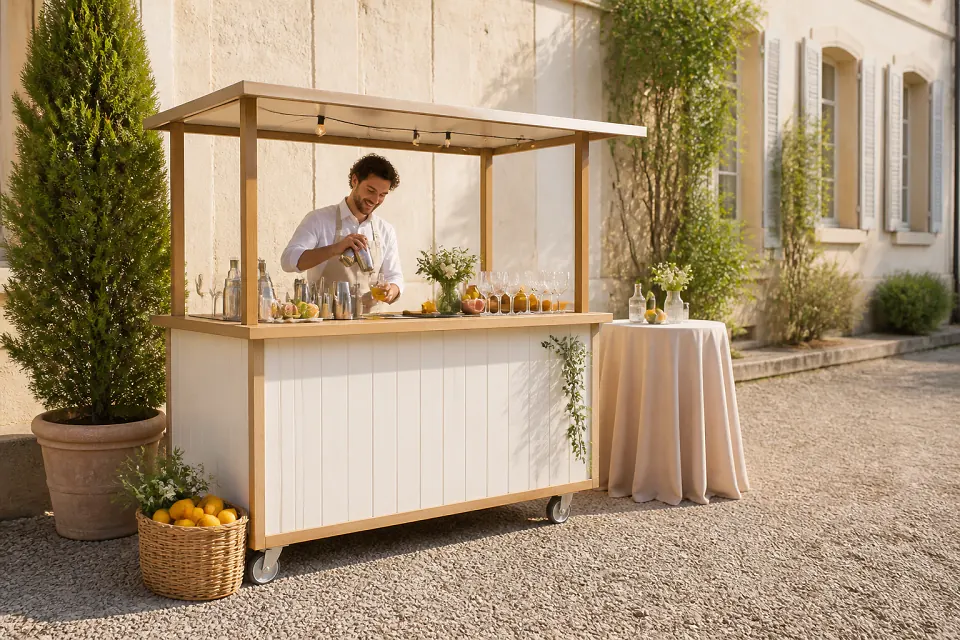 Service mobile de restauration pour une réception — illustration générée par IA