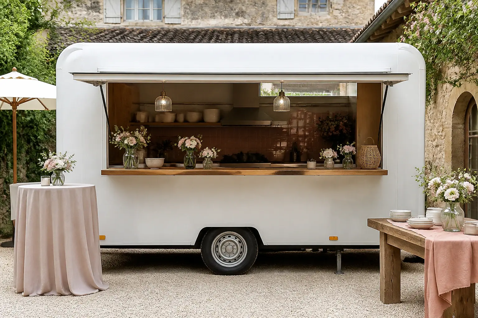 Service mobile de restauration pour une réception — illustration générée par IA