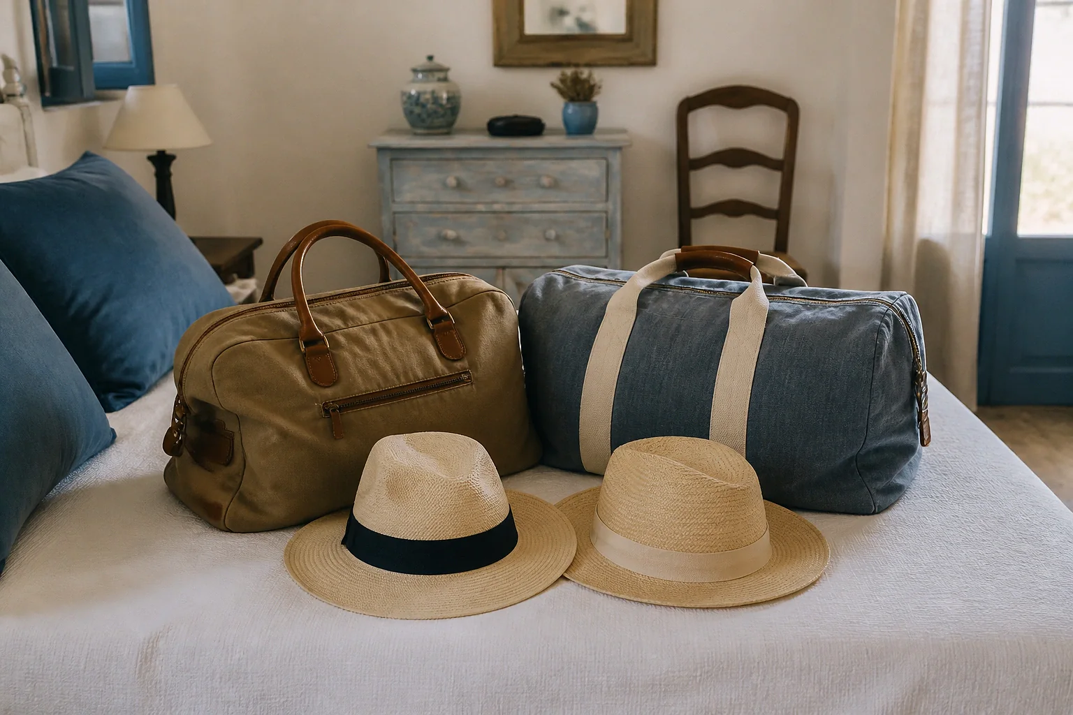 Bagages et hébergement pour un voyage de noces — illustration générée par IA