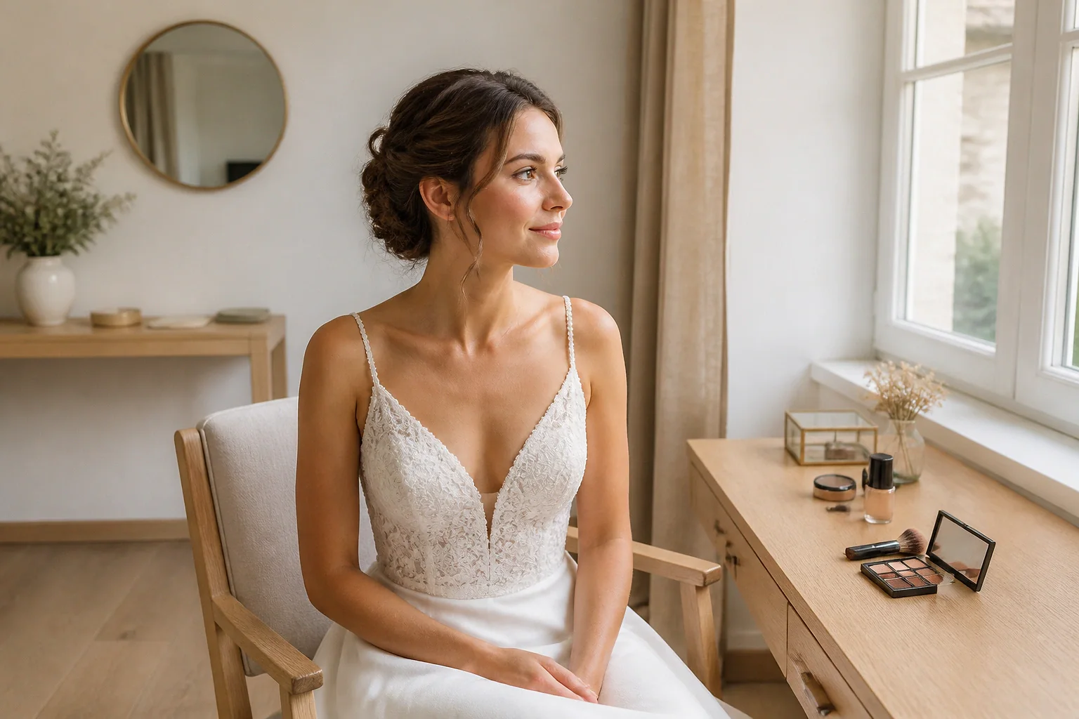 Préparation d’un maquillage de mariage — illustration générée par IA