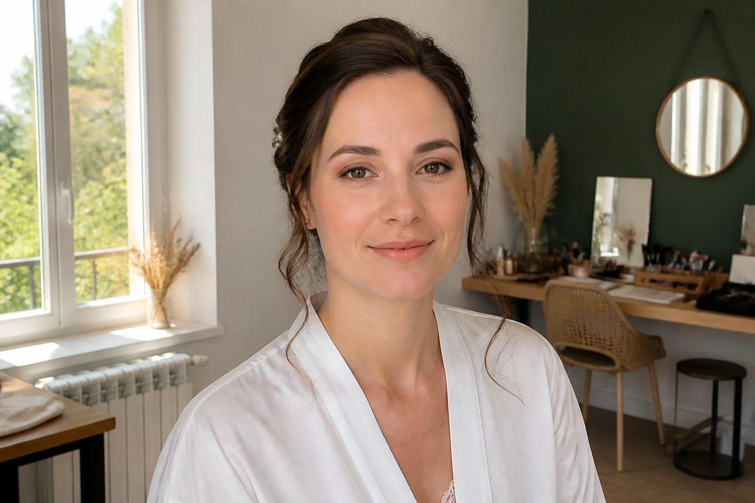 Préparation d’un maquillage de mariage — illustration générée par IA