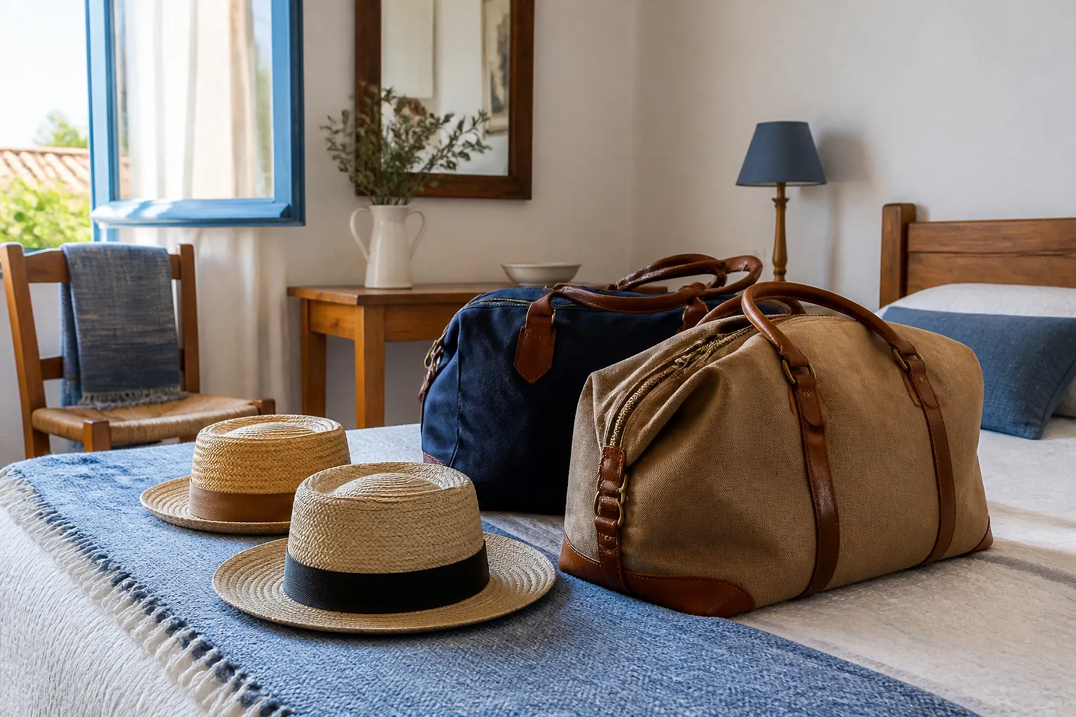 Bagages et hébergement pour un voyage de noces — illustration générée par IA