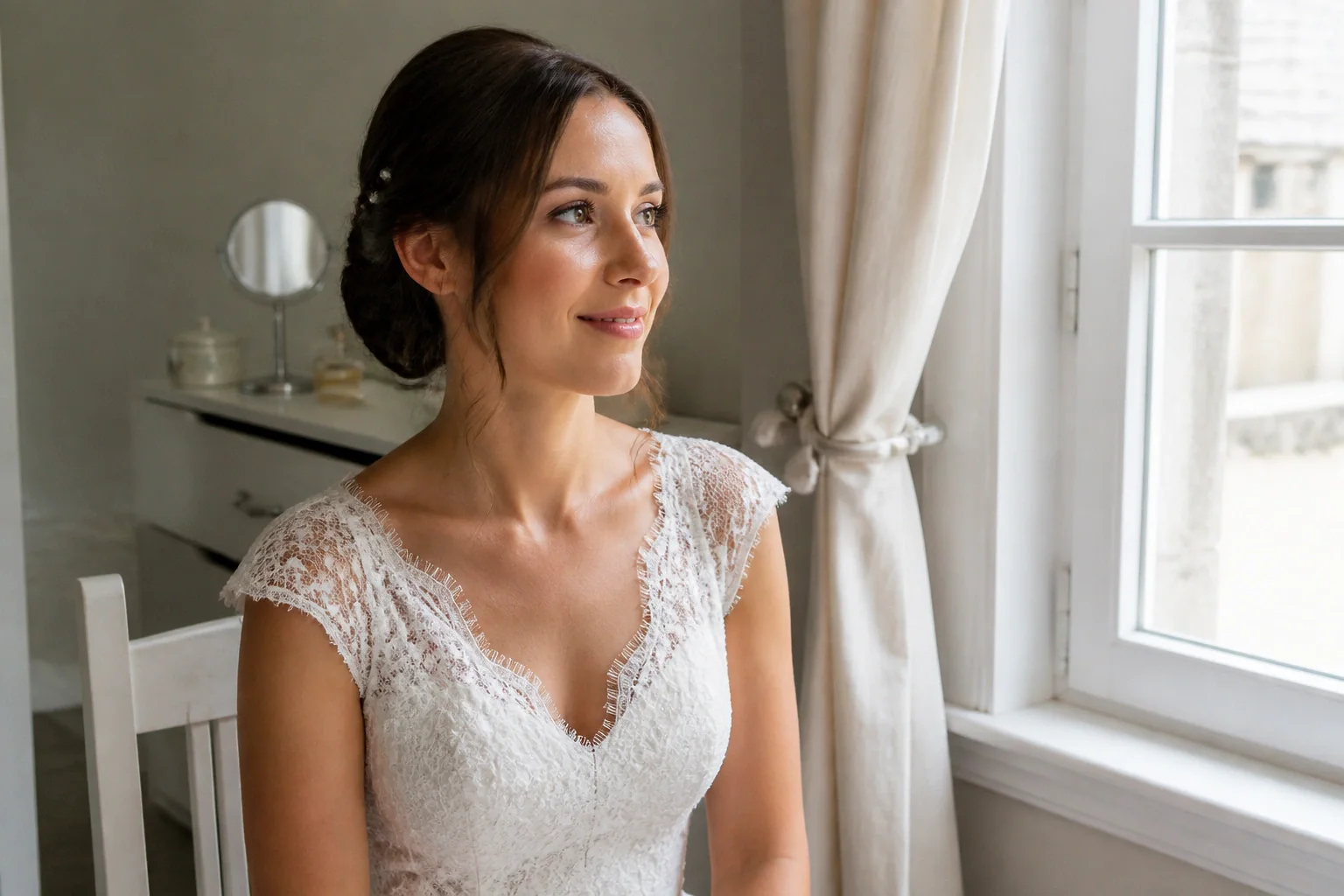 Préparation d’un maquillage de mariage — illustration générée par IA