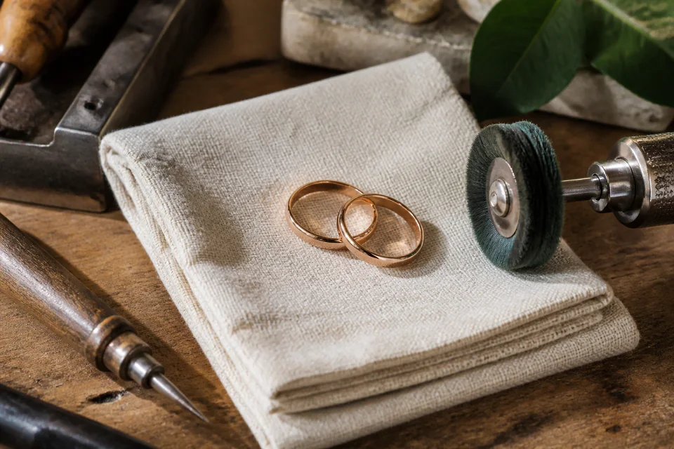 Alliances et travail de bijouterie de mariage — illustration générée par IA
