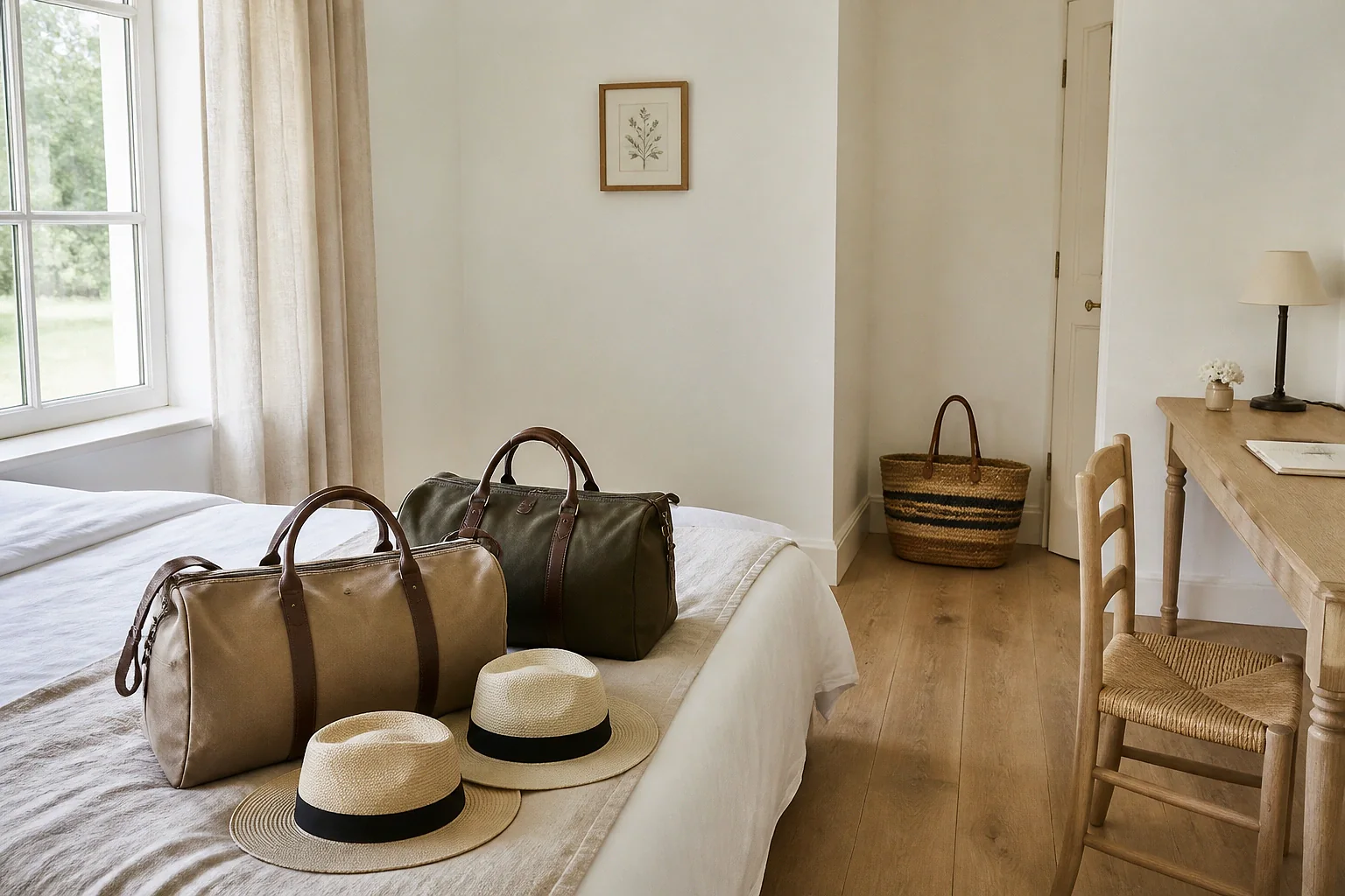Bagages et hébergement pour un voyage de noces — illustration générée par IA