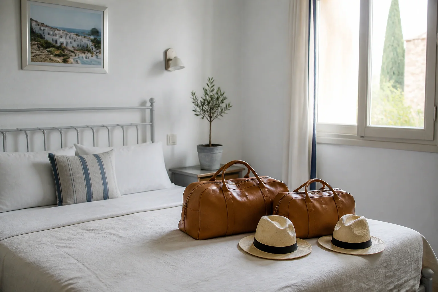 Bagages et hébergement pour un voyage de noces — illustration générée par IA