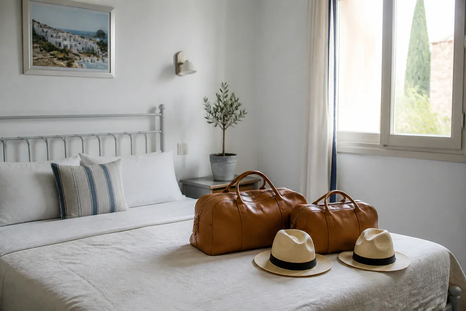Bagages et hébergement pour un voyage de noces — illustration générée par IA