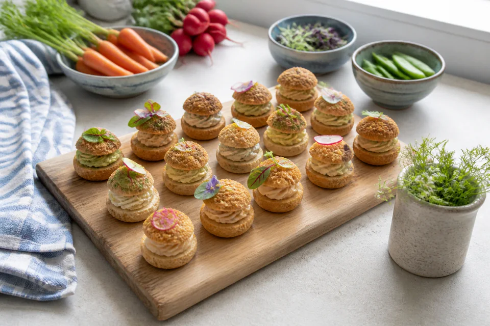 Préparations salées pour un cocktail de mariage — illustration générée par IA