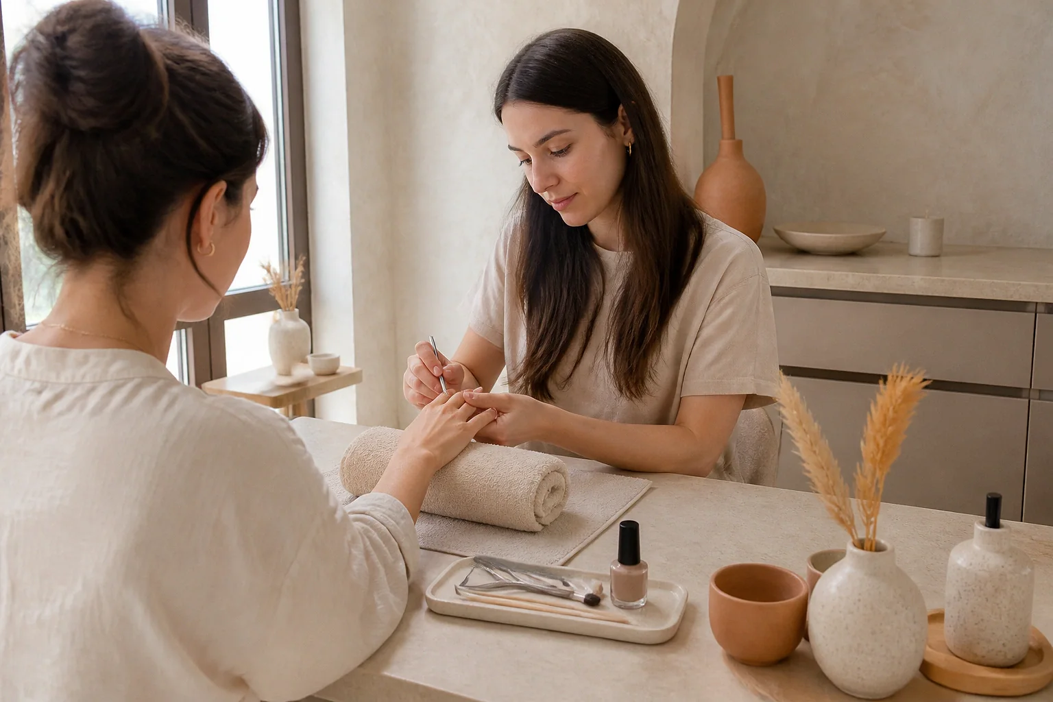 Préparation de soins esthétiques avant un mariage — illustration générée par IA