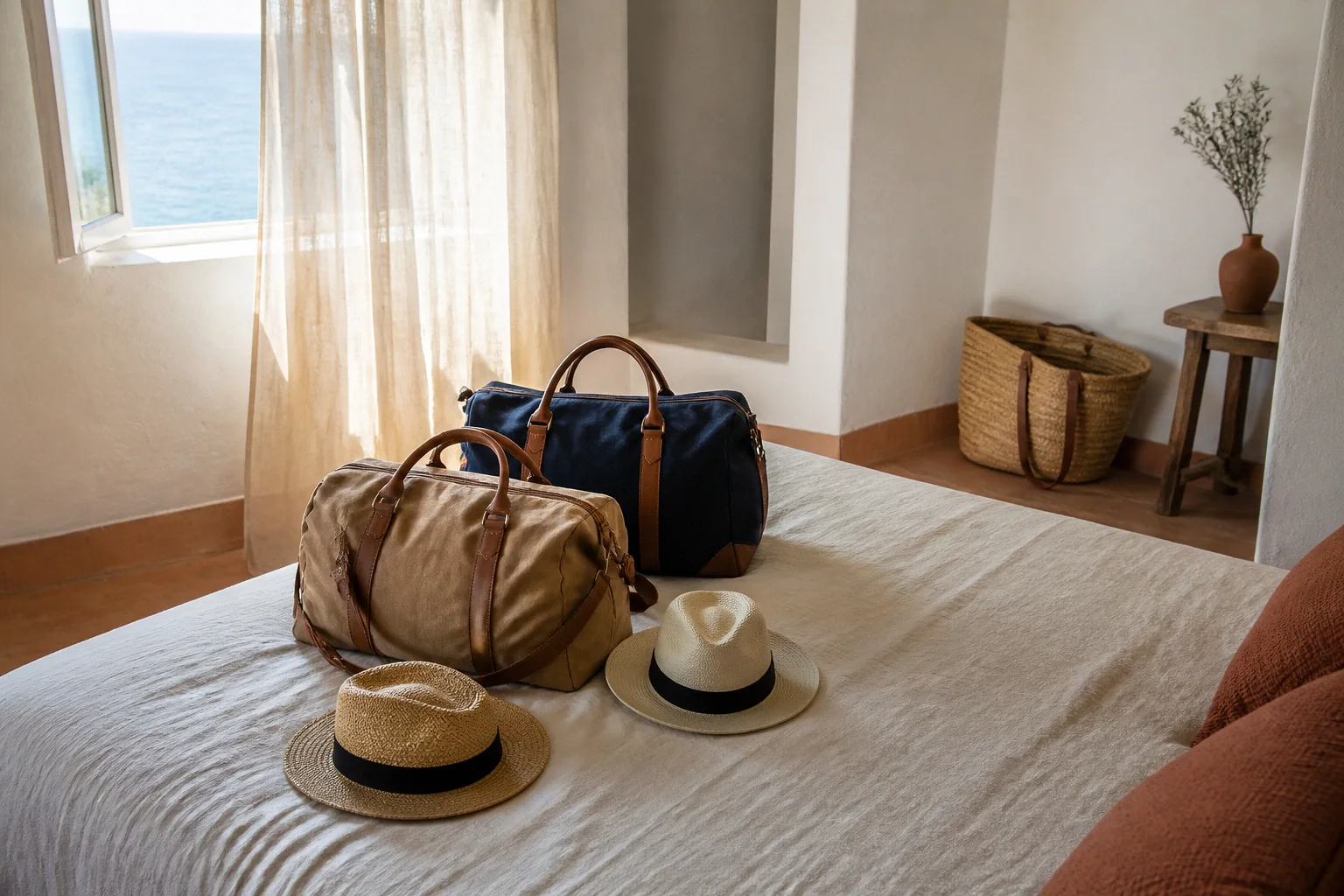 Bagages et hébergement pour un voyage de noces — illustration générée par IA