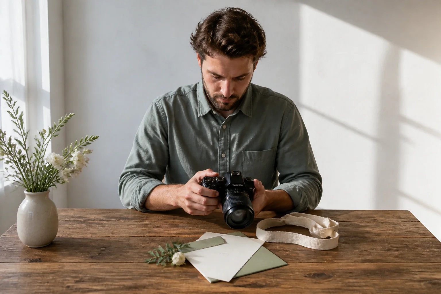 Appareil photo et accessoires de reportage de mariage — illustration générée par IA