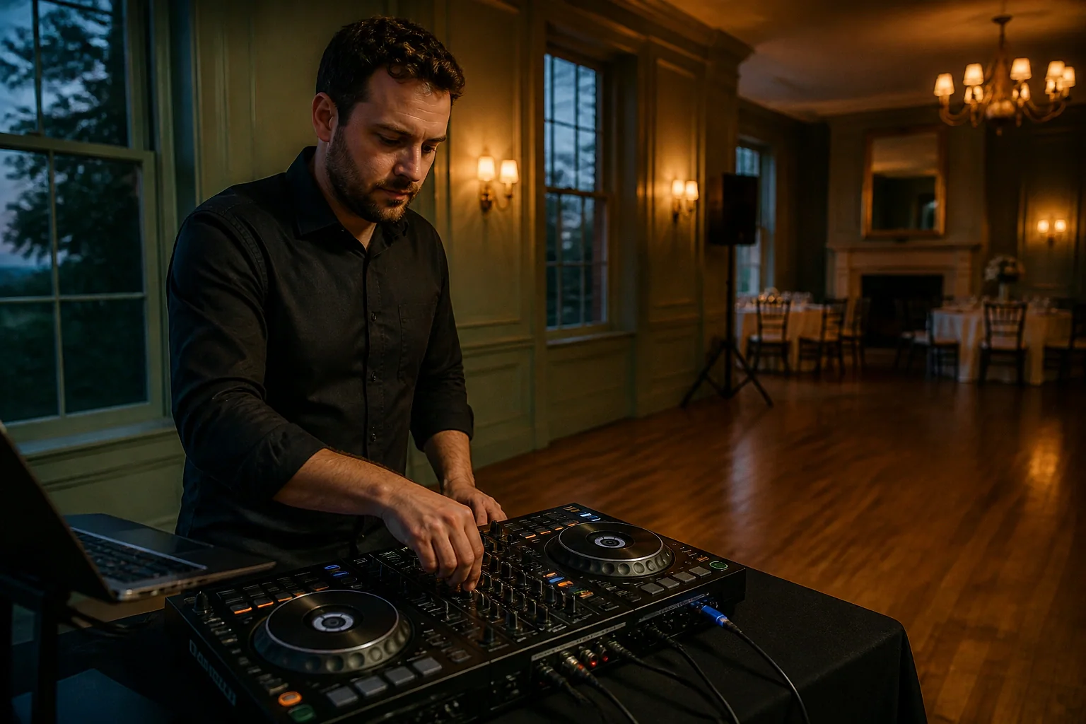 DJ préparant une soirée de mariage — illustration générée par IA